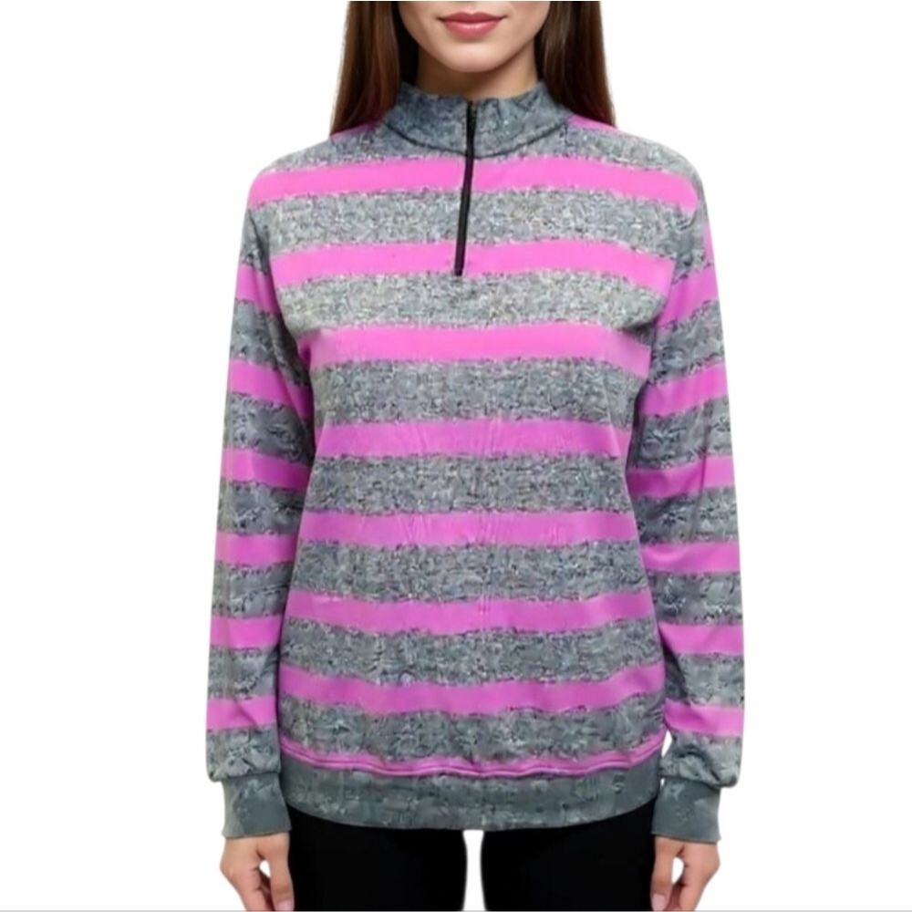 Purple Gray Striped Pullover